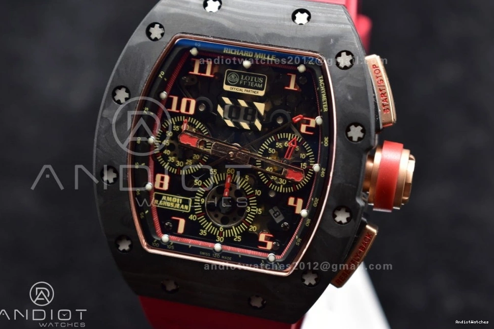 Lotus Edition 1020 RM011 Crystal Dial A7750 V Rubber Red on Strap ModernLook Best Chrono NTPT KVF 1:1 1117